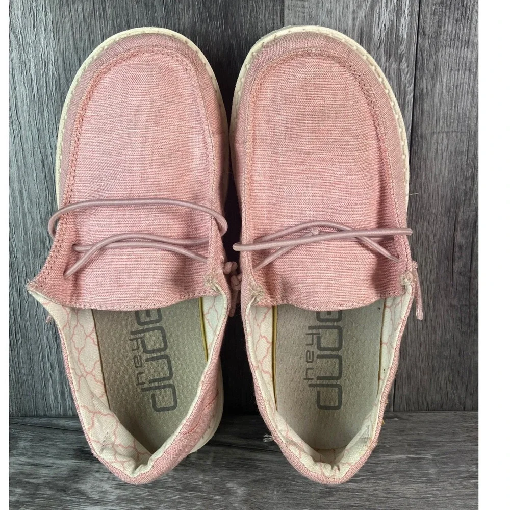 Hey Dude Wendy Youth Linen Cotton Candy Pink Slip On Shoes K13 130125018